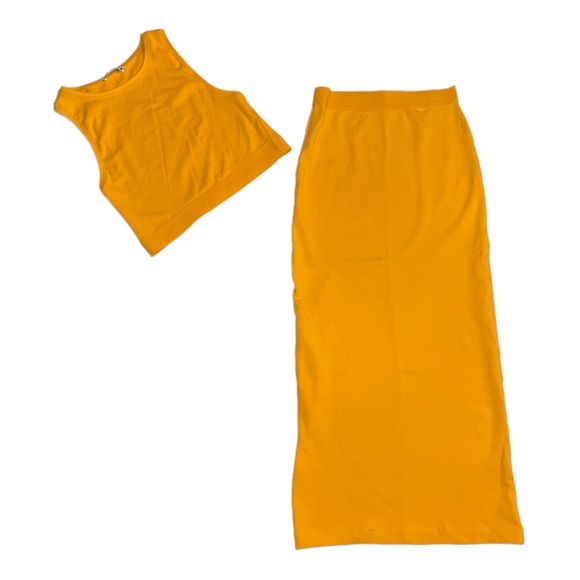 Zara Skirts Zara Bright Orange Two Piece Midi Skirt Set Poshmark